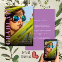 Graduación de fotografía moderna morada de lavanda