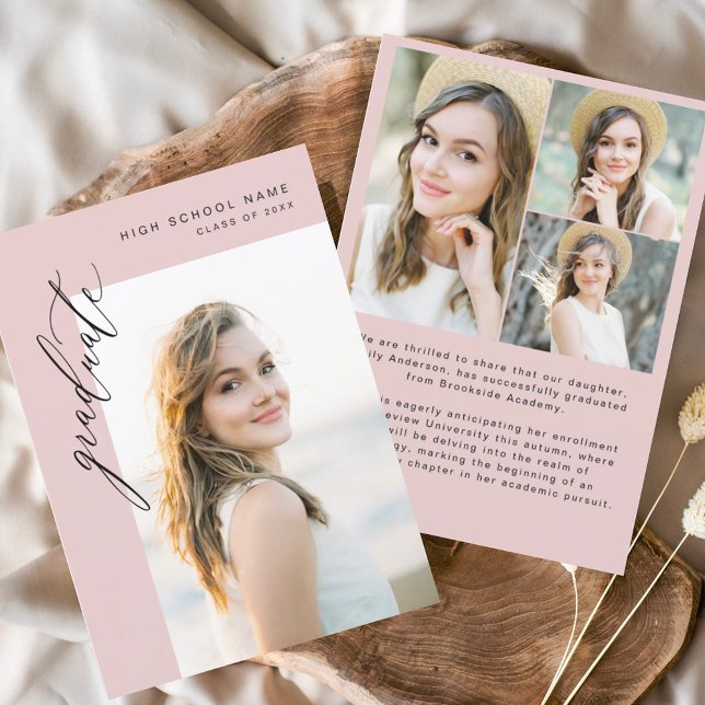 Anuncio Graduación de fotografía simple de grado rosado mo (Subido por el creador)