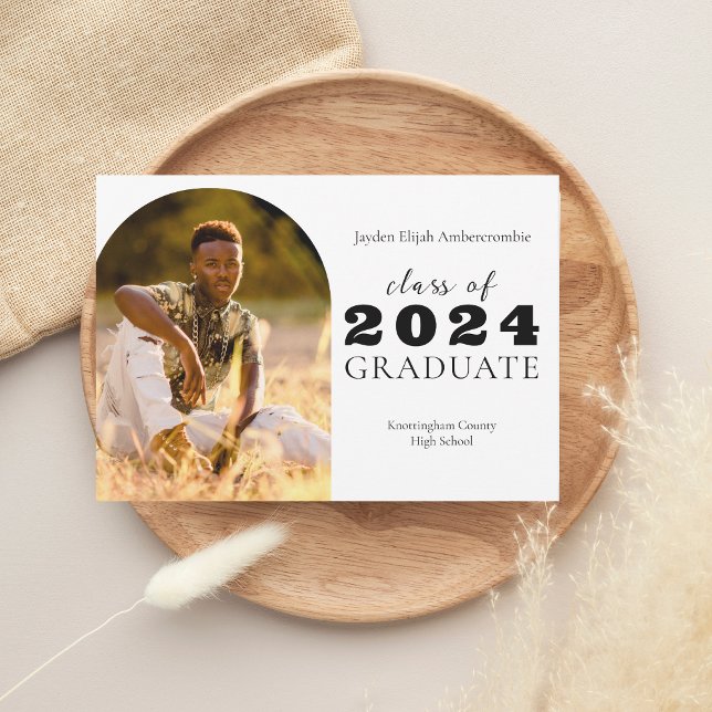 Anuncio Graduación de fotografía única en arco de secundar (High School Senior Arch One-Photo Graduation Announcement)