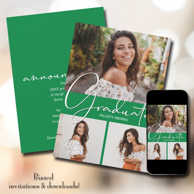 Anuncio Graduación de fotografía verde (Subido por el creador)