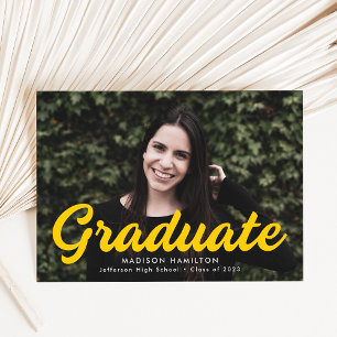 Anuncio Graduación de fotografías en guiones amarillos neg