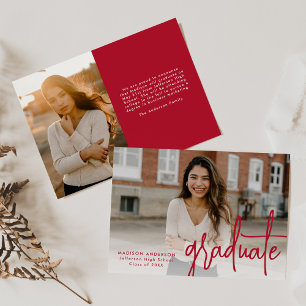 Anuncio Graduación de fotografías manuscrita en rojo Scrip