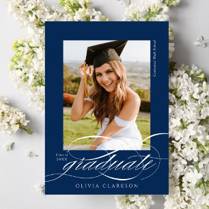Anuncio Graduación de fotos con guiones elegantes y azules