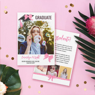 Anuncio Graduación de fotos de arcos rosados Girly Cute