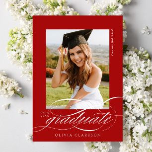 Anuncio Graduación de fotos de escritura elegante y roja