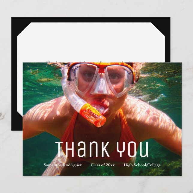 Anuncio Graduación de fotos de grado moderno Gracias (Anverso / Reverso)