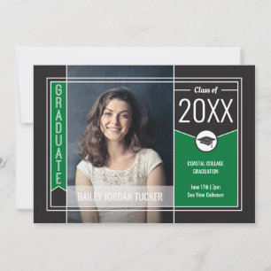 Anuncio Graduación de fotos de graduados verdes modernos