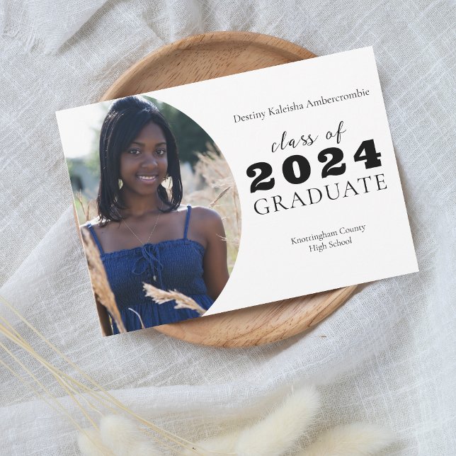 Anuncio Graduación de fotos de la escuela secundaria moder (High School Modern Rounded Photo Graduation Announcement)