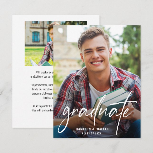 Anuncio Graduación de fotos de Personalizados de escritura (Anverso / Reverso)