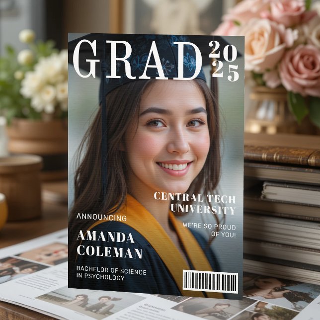Anuncio Graduación de fotos de portada de revista (Magazine Cover Photo Graduation Announcement
)