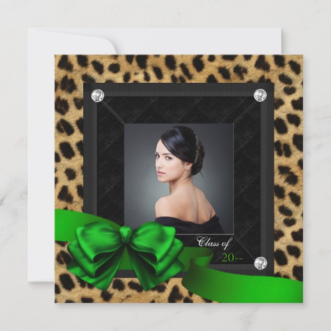 Anuncio Graduación de fotos del leopardo verde esmeralda (Anverso)