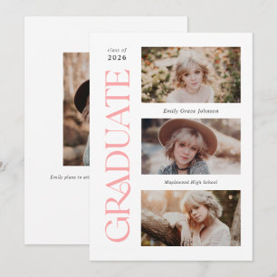 Anuncio Graduación De Fotos Múltiples De Pink Trendy Serif