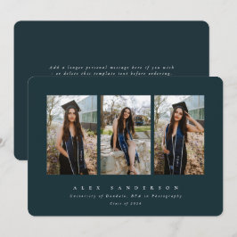 Anuncio Graduación de fotos triples de color oscuro verde 