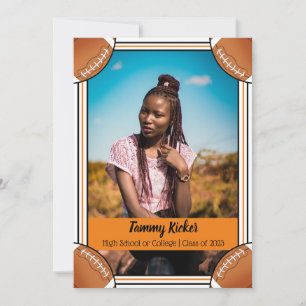 Anuncio Graduación de Fútbol naranja y Negro