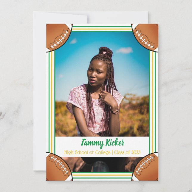 Anuncio Graduación de Fútbol Verde y Oro (Anverso)