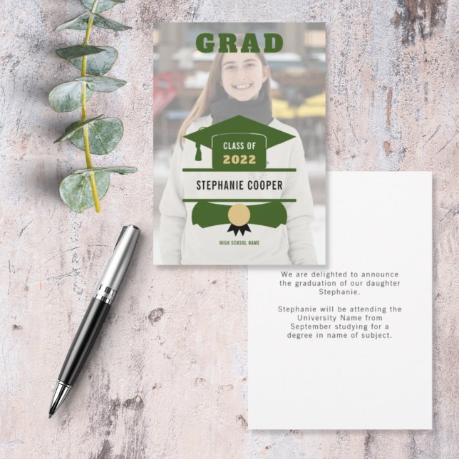 Anuncio Graduación de Grad Photo Cap Green Gold 2022 (Subido por el creador)
