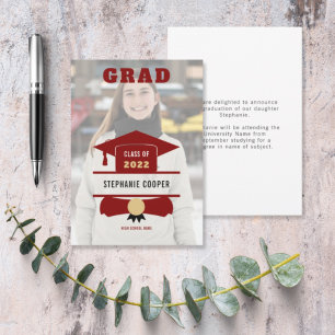 Anuncio Graduación de Grad Photo Cap Maroon Gold 2022