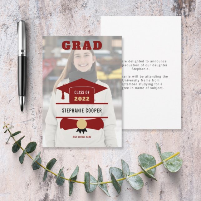 Anuncio Graduación de Grad Photo Cap Maroon Gold 2022 (Subido por el creador)