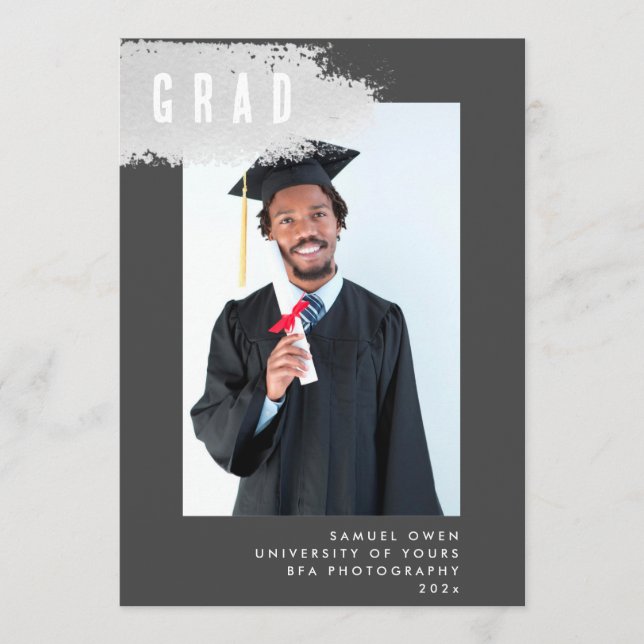 Anuncio Graduación de Graduación de GRIS GRIS moderno (Anverso)