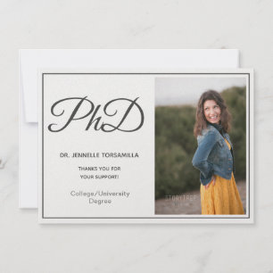 Anuncio Graduación de guión gris blanco de grado PhD