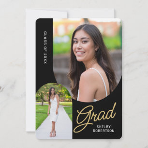 Anuncio Graduación de guión moderno de 2 fotos arqueadas