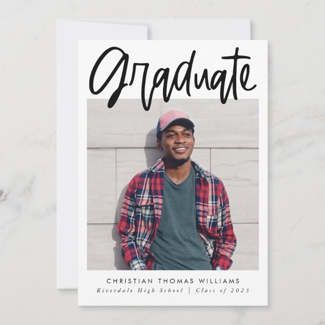 Anuncio Graduación de guiones modernos con múltiples fotos (Anverso)