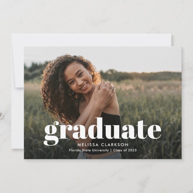 Anuncio Graduación de imagen de texto de negrita blanca mo (Anverso)