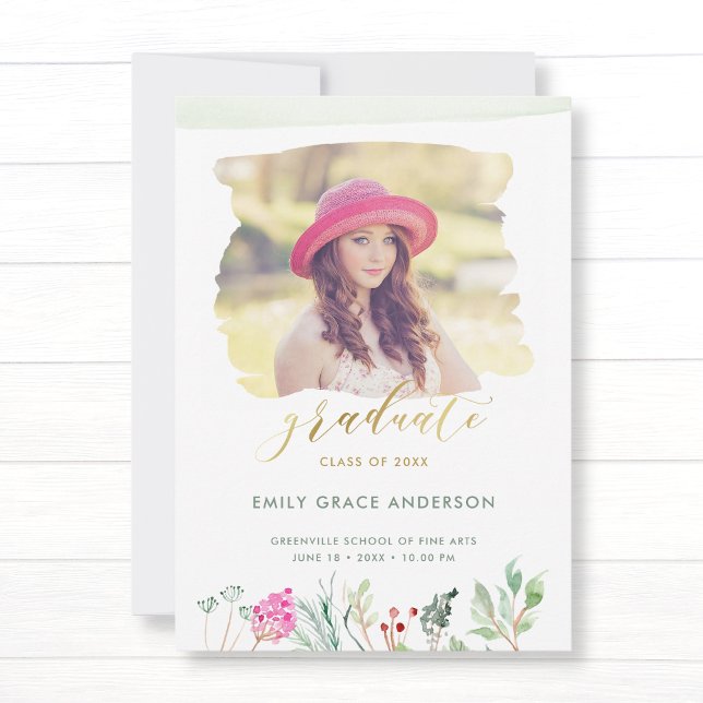 Anuncio Graduación de imágenes de acuarela Floral Gold (Subido por el creador)