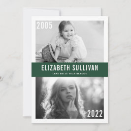 Anuncio Graduación de la clase de 2022 Green Then and Now