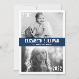 Anuncio Graduación de la clase de 2022 Navy Blue Then and 