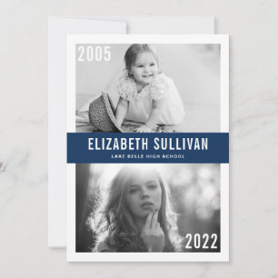 Anuncio Graduación de la clase de 2022 Navy Blue Then and 