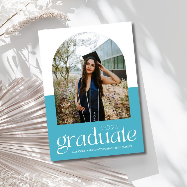 Anuncio Graduación de la escuela secundaria de fotografía  (Girl Arch Photo High School Graduation Announcement)