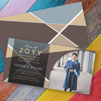 Anuncio Graduación de la foto de bloques de color geométri
