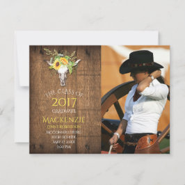 Anuncio Graduación de la foto del Boho Barnwood Sunflowers