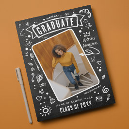 Anuncio Graduación de la foto del Doodle de Chalkboard div