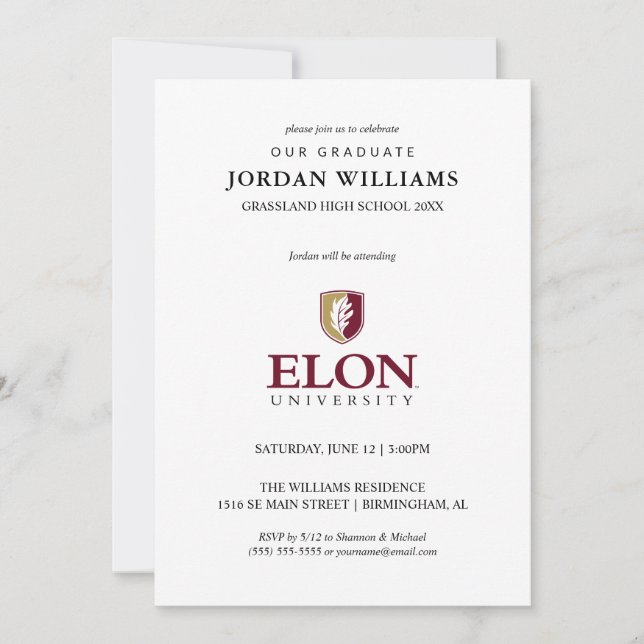 Anuncio Graduación de la Universidad de Elon (Anverso)