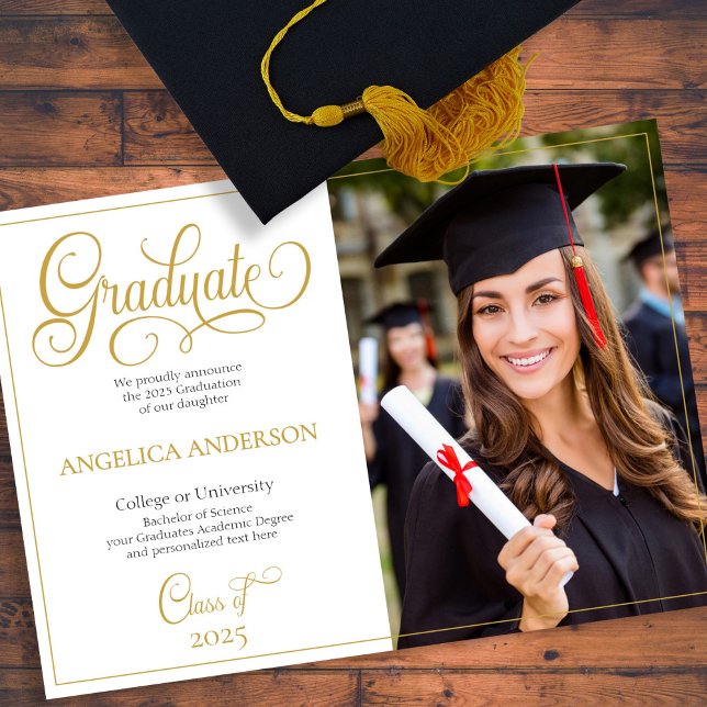 Anuncio Graduación de la Universidad de Sleek Script Photo (Subido por el creador)