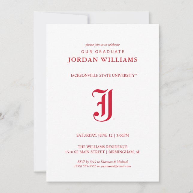 Anuncio Graduación de la Universidad Estatal de Jacksonvil (Anverso)