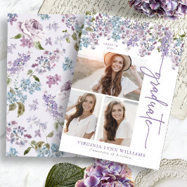 Anuncio Graduación de morado floral