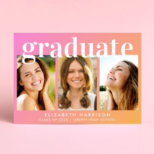Anuncio Graduación de Naranja rosado de moda en Collage de