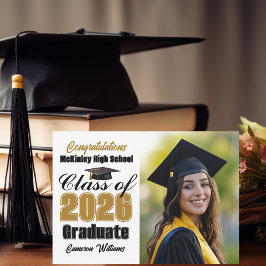 Anuncio Graduación de Oro Negro Clase de 2026 Foto Graduac