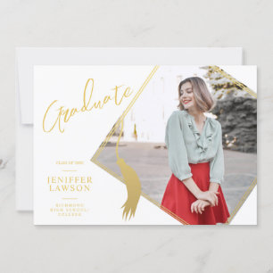 Anuncio Graduación de Oro y Fotografía Blanca de Graduado
