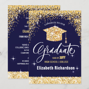 Anuncio Graduación de Purpurina elegante de caligrafía de 