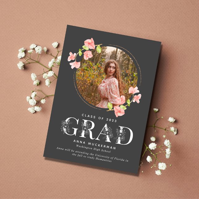 Anuncio Graduación de secundaria digital de flores silvest (Subido por el creador)