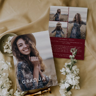 Anuncio Graduación del Collage de fotos de mensajes rojos 