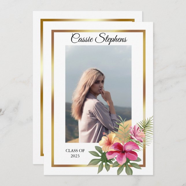 Anuncio Graduación del cuadro dorado Tropical 4 Collages d (Anverso / Reverso)