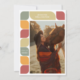 Anuncio Graduación del fotograma retro geométrico rojo fot