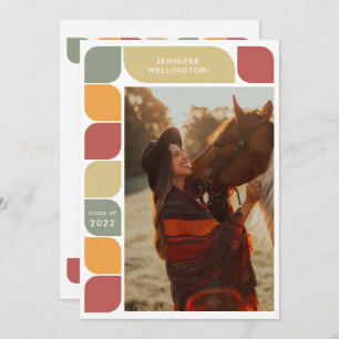 Anuncio Graduación del fotograma retro geométrico rojo fot