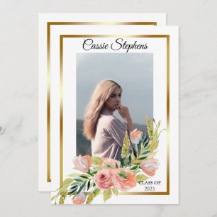 Anuncio Graduación del marco dorado Boho Floral 4 Collages