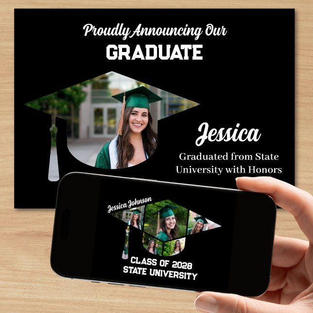 Anuncio Graduación divertida y única de Collage de fotos n (Fun and Unique Photo Graduation Announcement)